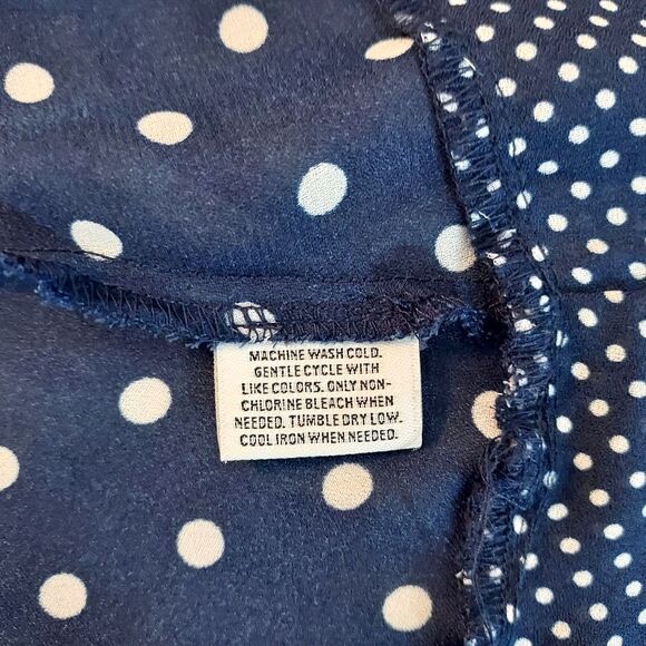 Style & Co Tunic Top Shirt Sheer Retro Polka Dot Womens Size XL Blue White - Picture 8 of 11